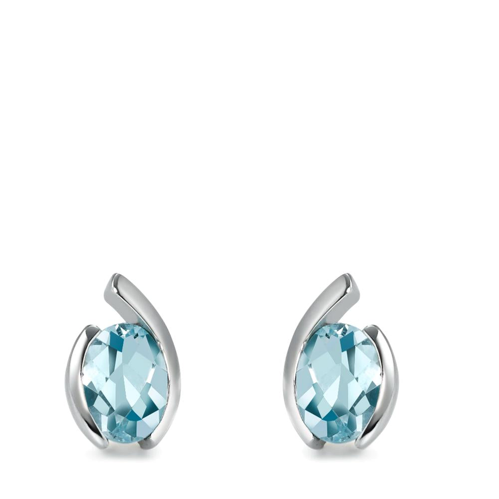 Pendientes 750/oro blanco de 18 quilates Topacio azul, 2 piedras