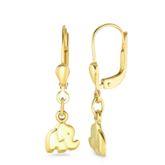 Pendientes 750/oro amarillo de 18 quilates Elefante