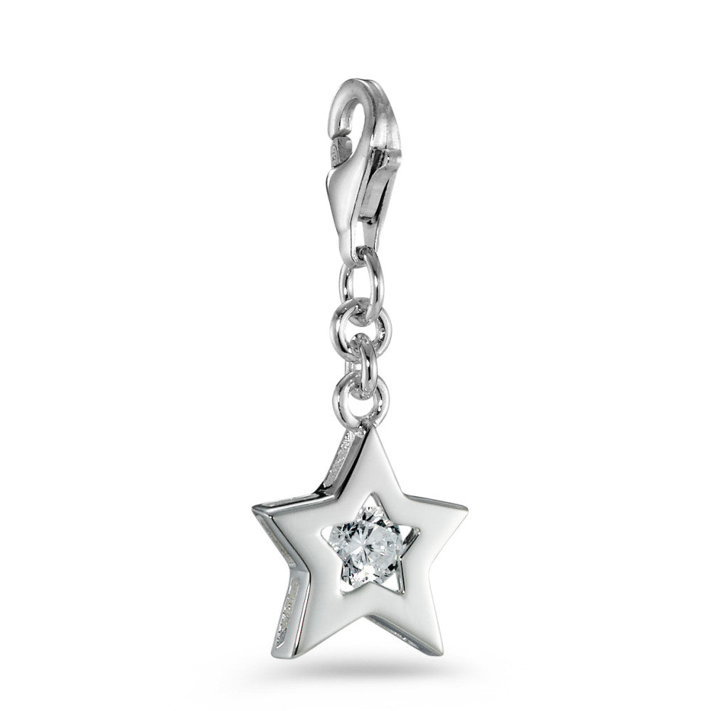 Charms Plata Circonita blanco estrella Ø11 mm