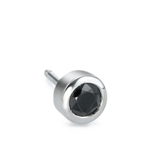 Pendientes 1ud Plata Circonita negro Rodio plateado Ø7 mm