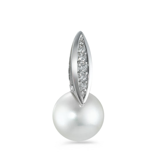 Colgante 750/oro blanco de 18 quilates Diamante 0.11 ct, 7 piedras, w-si Perla cultivada de agua dulce