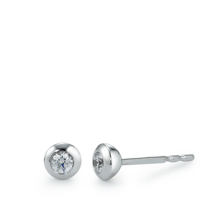 Pendientes Oro blanco de 375/9 quilates Circonita 2 piedras Ø4 mm