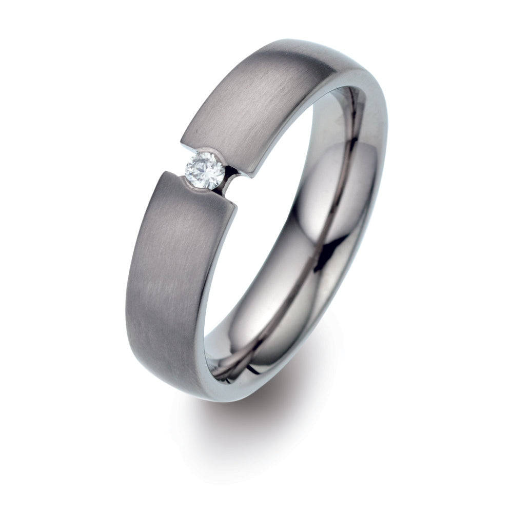 Anillo de pareja Titanio Diamante 0.05 ct, w-si