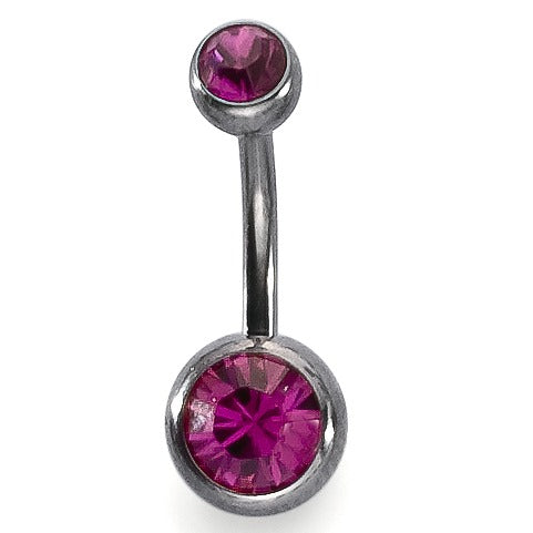 Piercing de ombligo Titanio Cristal rojo, 2 piedras