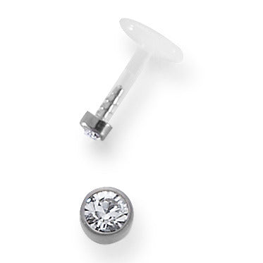 Piercing Bioplast, Titanio Cristal blanco Ø2 mm