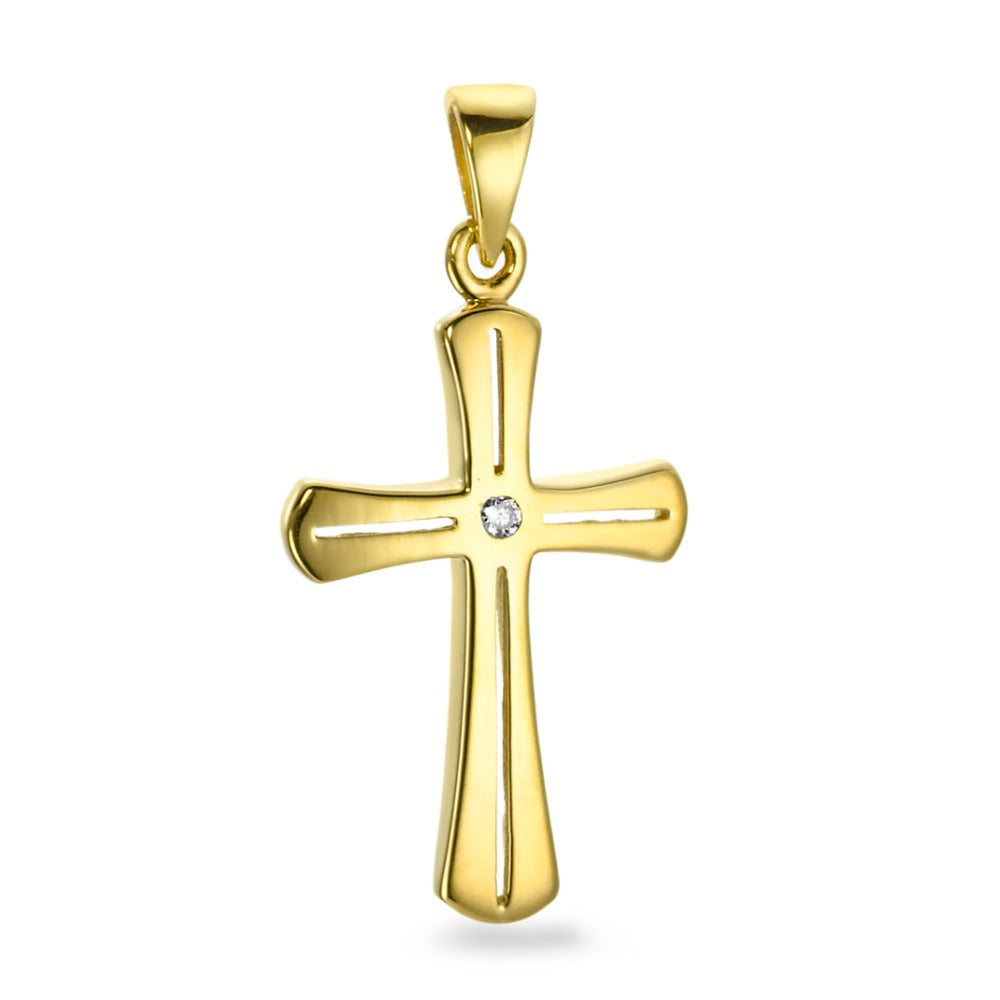 Colgante 750/oro amarillo de 18 quilates Diamante 0.01 ct, p1 Cruz