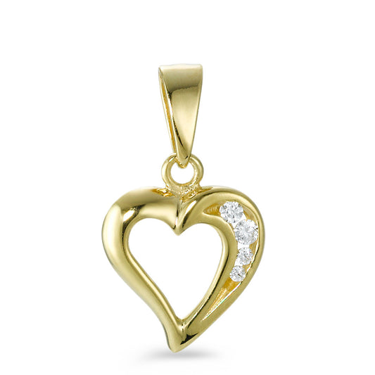 Colgante 750/oro amarillo de 18 quilates Circonita 4 piedras Corazón