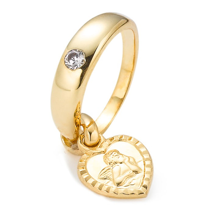 Anillo de bautizo 750/oro amarillo de 18 quilates Circonita Ángel guardian Ø12 mm