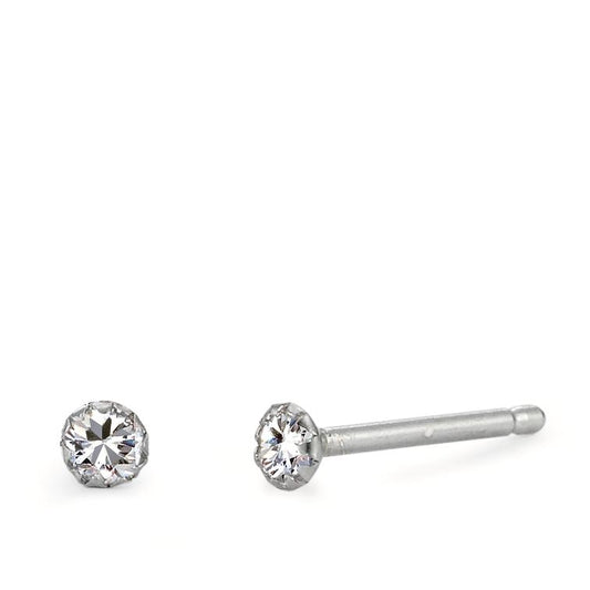 Pendientes Plata Circonita 2 piedras Rodio plateado Ø2.5 mm