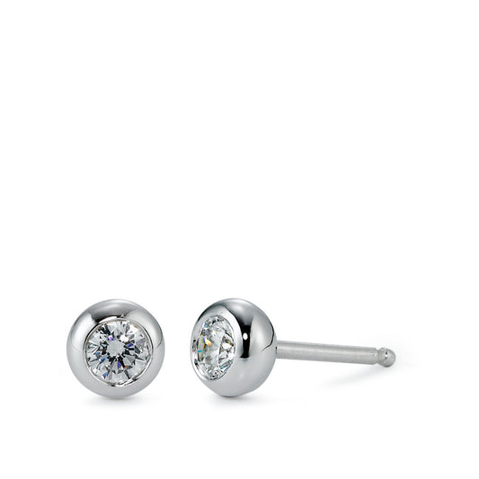 Pendientes Plata Circonita 2 piedras, [rund], 3.5 mm Rodio plateado Ø5.5 mm