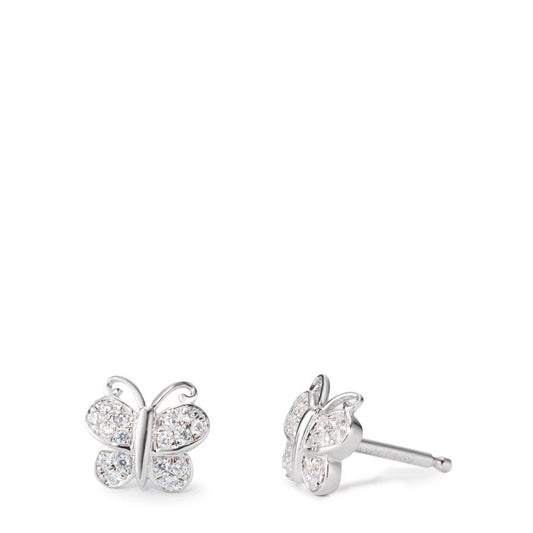 Pendientes Plata Circonita 32 piedras, [rund] Rodio plateado Mariposa