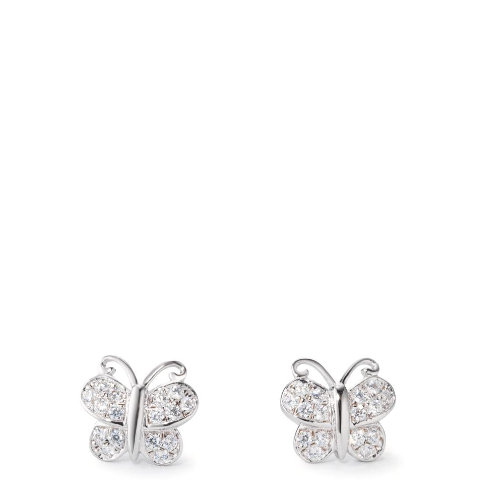 Pendientes Plata Circonita 32 piedras, [rund] Rodio plateado Mariposa