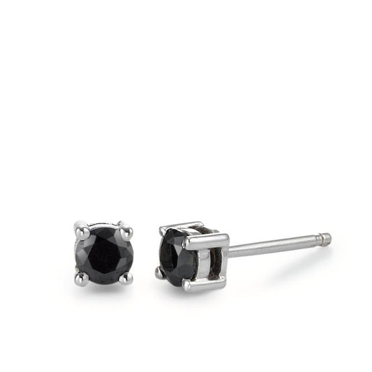 Pendientes Plata Circonita negro, 2 piedras Rodio plateado Ø4.5 mm