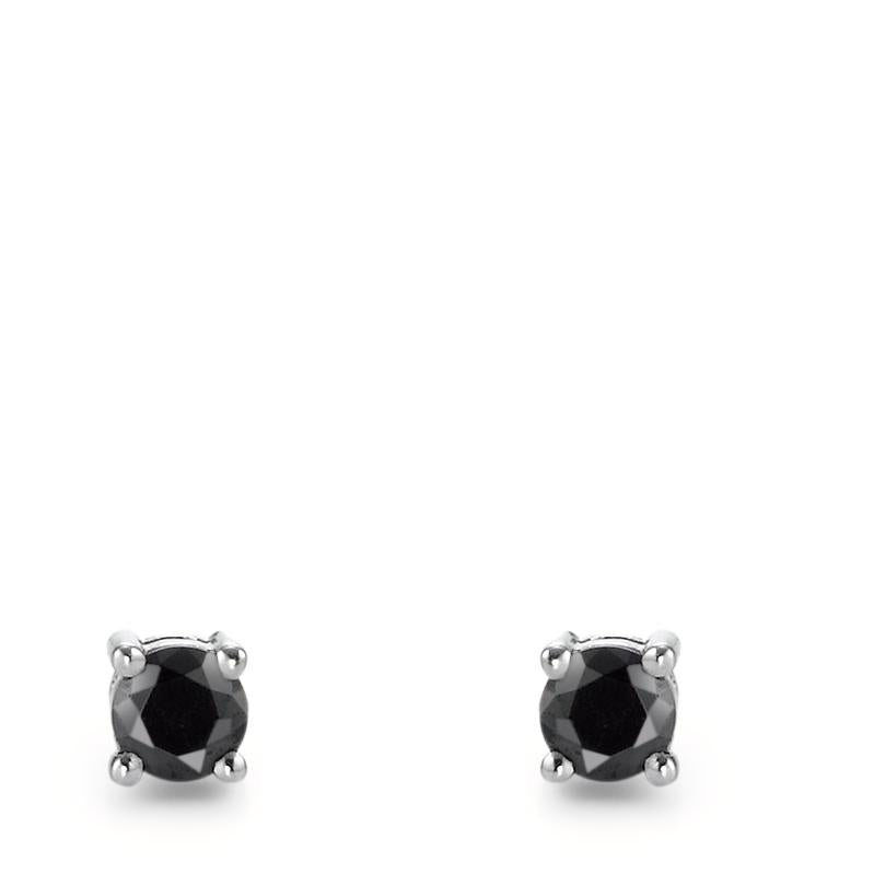 Pendientes Plata Circonita negro, 2 piedras Rodio plateado Ø4.5 mm