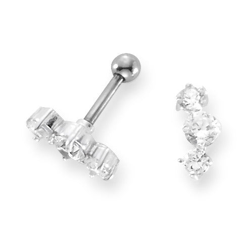 Piercing Acero inoxidable Cristal 3 piedras