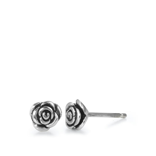 Pendientes Plata Patinado rosa Ø6 mm