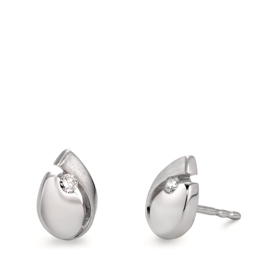 Pendientes Oro blanco de 375/9 quilates Circonita blanco, 2 piedras