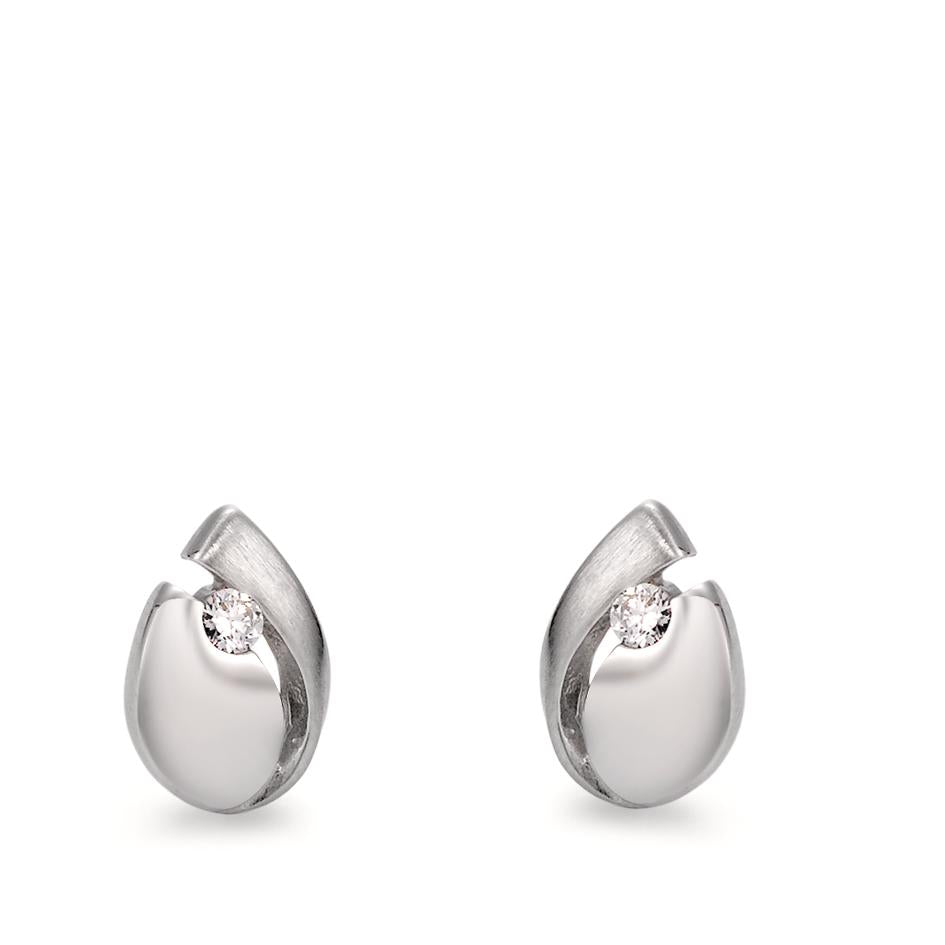 Pendientes Oro blanco de 375/9 quilates Circonita blanco, 2 piedras