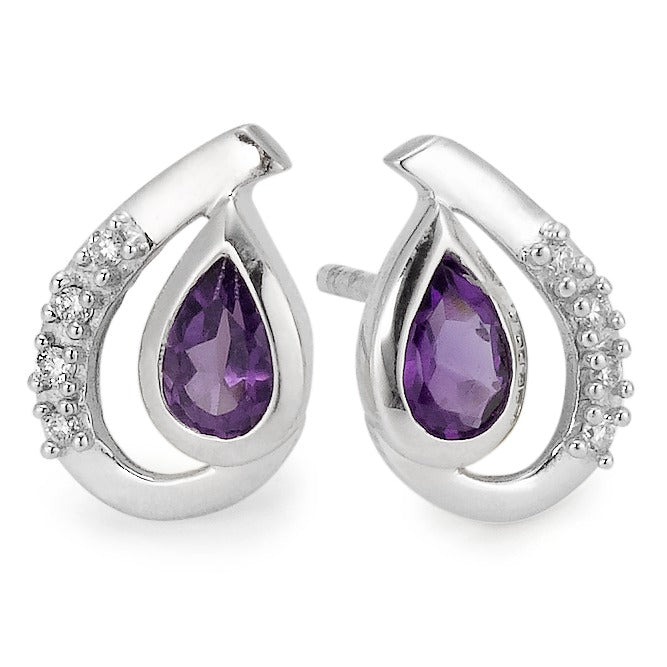 Pendientes 750/oro blanco de 18 quilates Amatista Violeta, 0.04 ct, 10 piedras, w-si