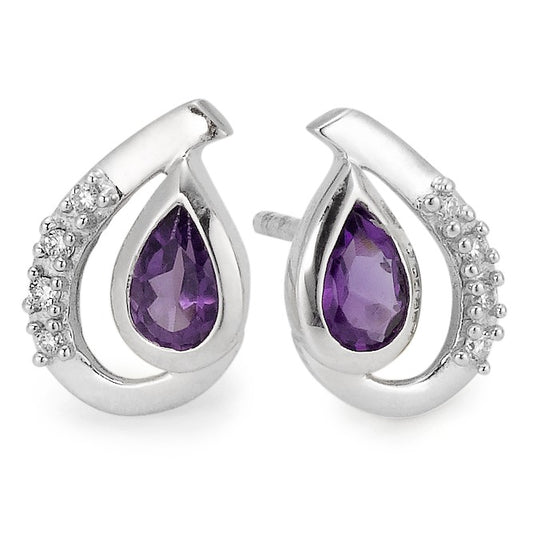 Pendientes 750/oro blanco de 18 quilates Amatista Violeta, 0.04 ct, 10 piedras, w-si