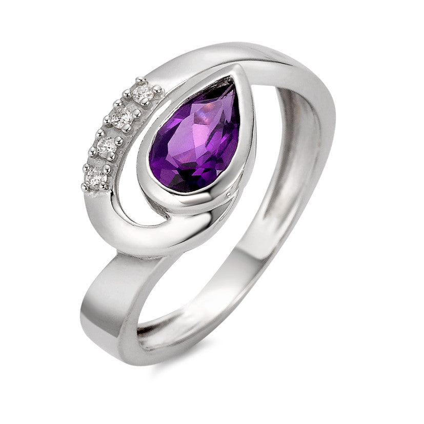 Anillo de dedo 750/oro blanco de 18 quilates Amatista Violeta, 0.04 ct, 5 piedras, w-si