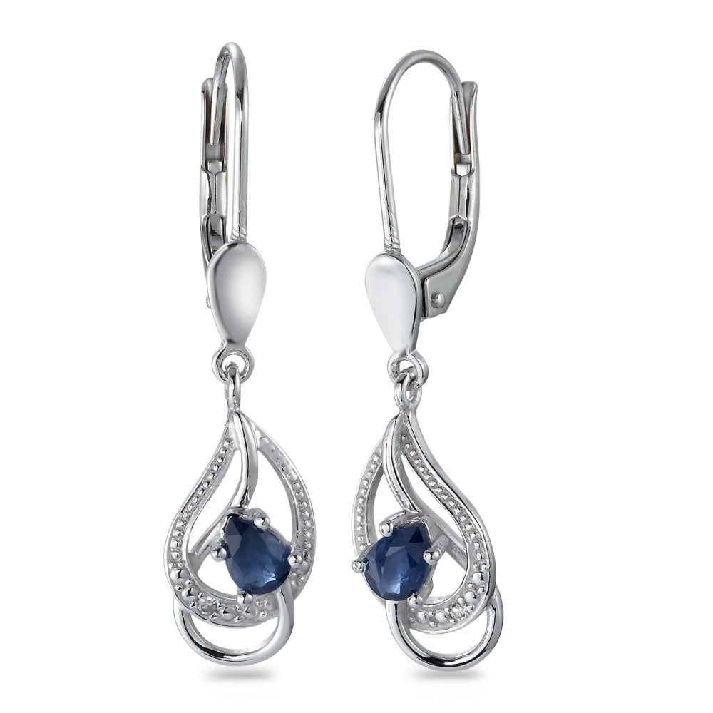 Pendientes 750/oro blanco de 18 quilates Diamante azul, 0.01 ct, 2 piedras, [facettiert], p1