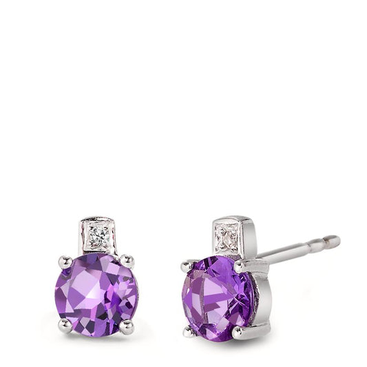 Pendientes 750/oro blanco de 18 quilates Amatista Violeta, 0.01 ct, 2 piedras, [facettiert], p1