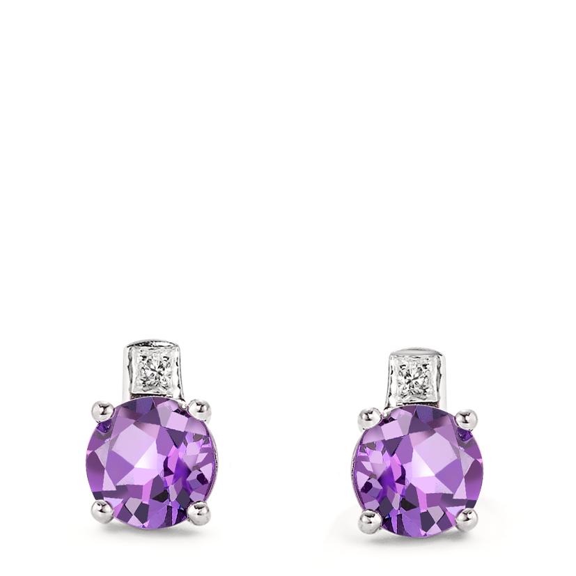 Pendientes 750/oro blanco de 18 quilates Amatista Violeta, 0.01 ct, 2 piedras, [facettiert], p1