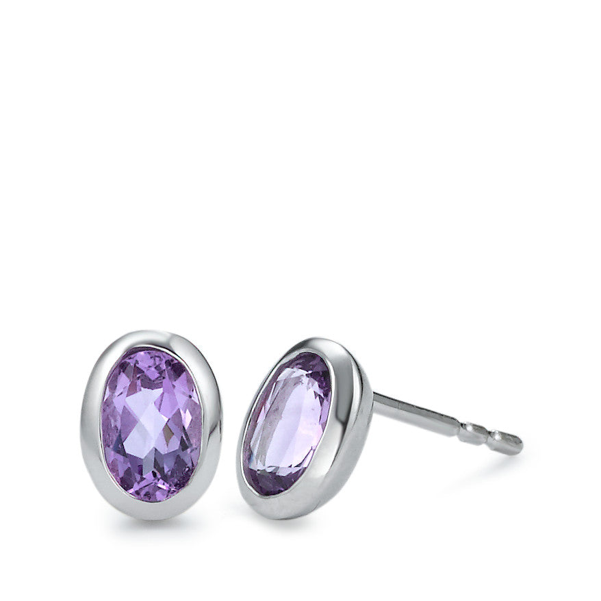 Pendientes 750/oro blanco de 18 quilates Amatista Violeta, 2 piedras