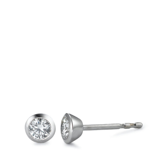 Pendientes 750/oro blanco de 18 quilates Diamante blanco, 0.25 ct, 2 piedras, [Brillant], w-si Ø4.5 mm