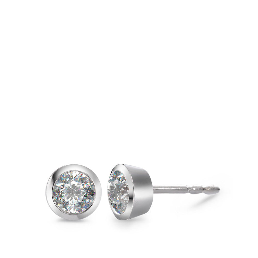 Pendientes 750/oro blanco de 18 quilates Diamante blanco, 0.05 ct, 2 piedras, [Brillant], w-si Ø3.5 mm