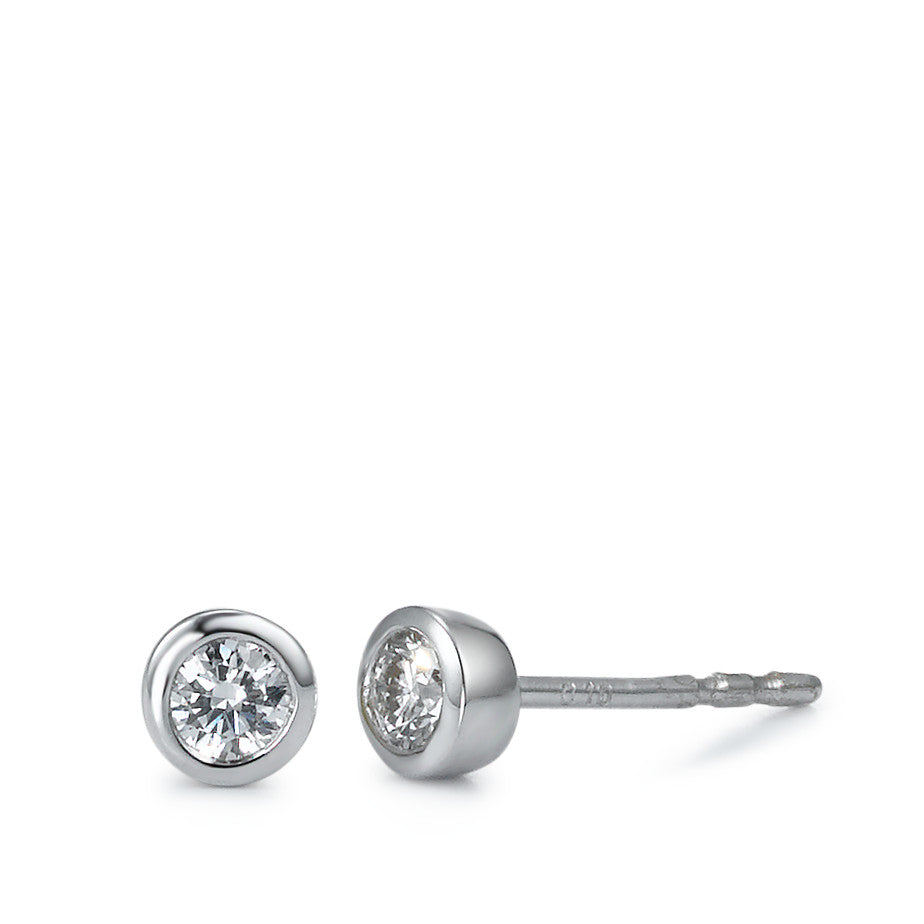 Pendientes 750/oro blanco de 18 quilates Diamante blanco, 0.20 ct, 2 piedras, [Brillant], w-si Ø4.5 mm