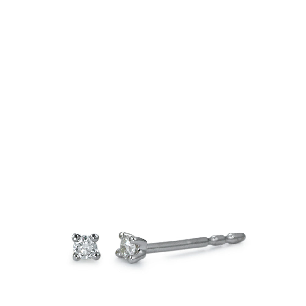 Pendientes 750/oro blanco de 18 quilates Diamante blanco, 0.05 ct, 2 piedras, [Brillant], w-si Ø2 mm