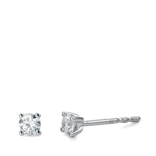 Pendientes 750/oro blanco de 18 quilates Diamante blanco, 0.25 ct, 2 piedras, [Brillant], w-si Ø3 mm