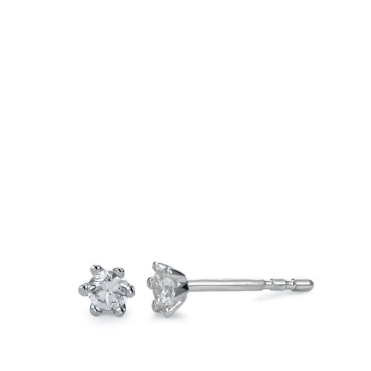 Pendientes 750/oro blanco de 18 quilates Diamante blanco, 0.20 ct, 2 piedras, [Brillant], w-si Ø3 mm