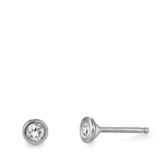 Pendientes Plata Circonita 2 piedras Rodio plateado Ø4 mm