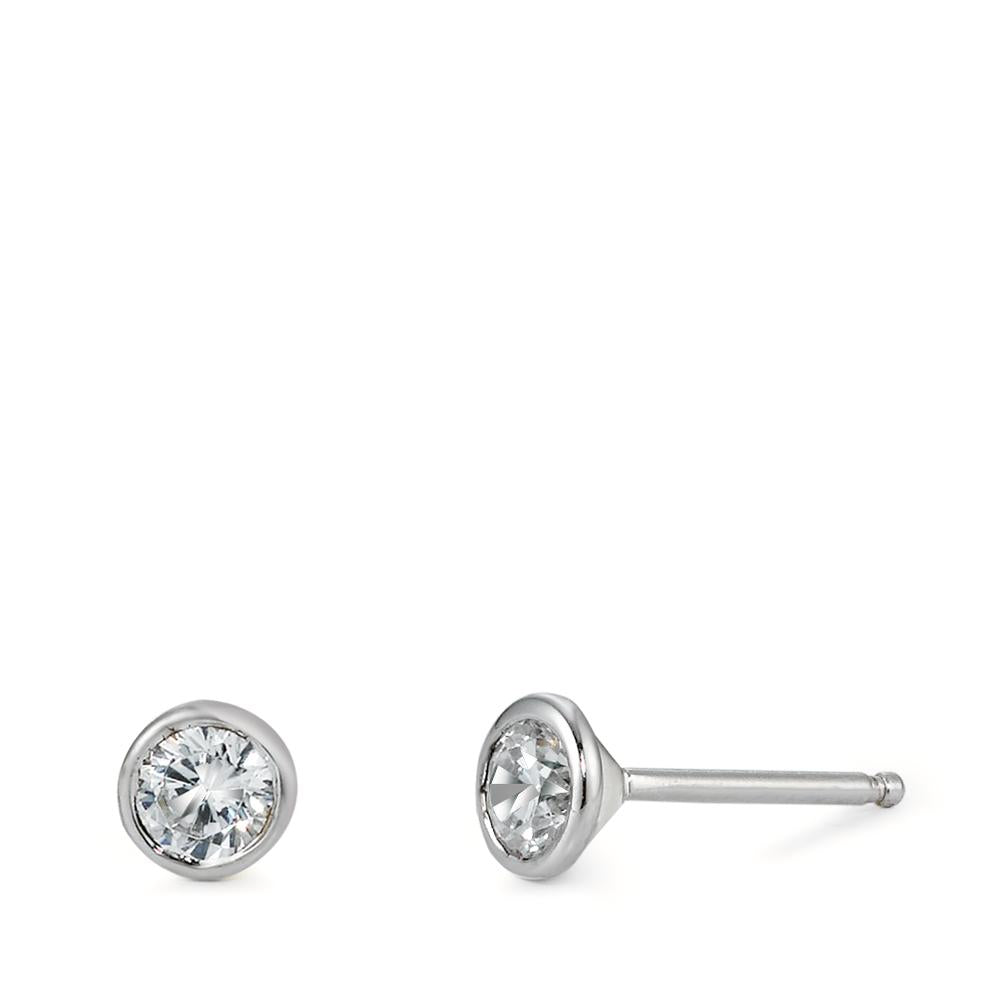 Pendientes Plata Circonita 2 piedras Rodio plateado Ø5 mm