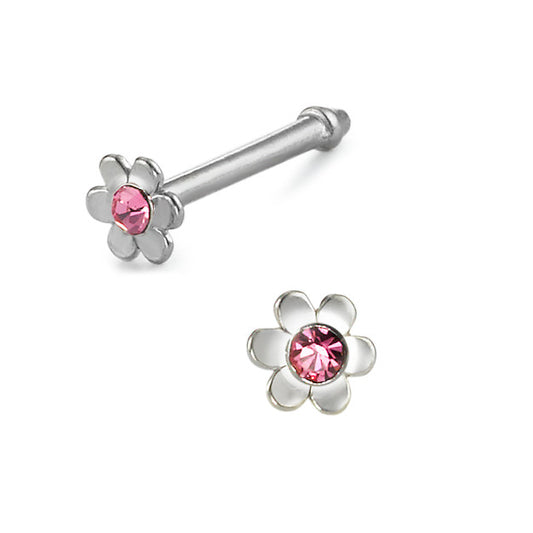 Pendiente de nariz Acero inoxidable Circonita rosa Ø2.5 mm