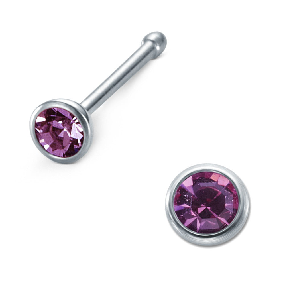 Pendiente de nariz Acero inoxidable Circonita Violeta Ø2.5 mm