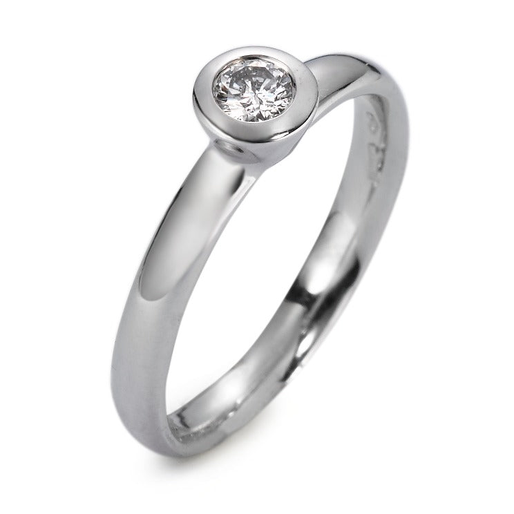 Anillo solitario 750/oro blanco de 18 quilates Diamante blanco, 0.15 ct, si Rodio plateado