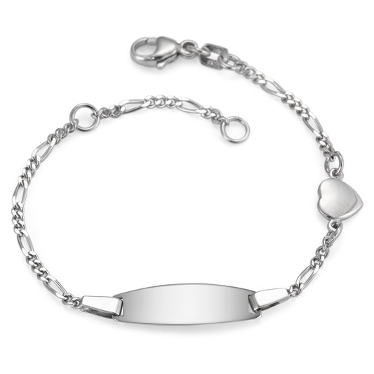 Pulsera grabada Plata Rodio plateado Corazón 11.5-14 cm