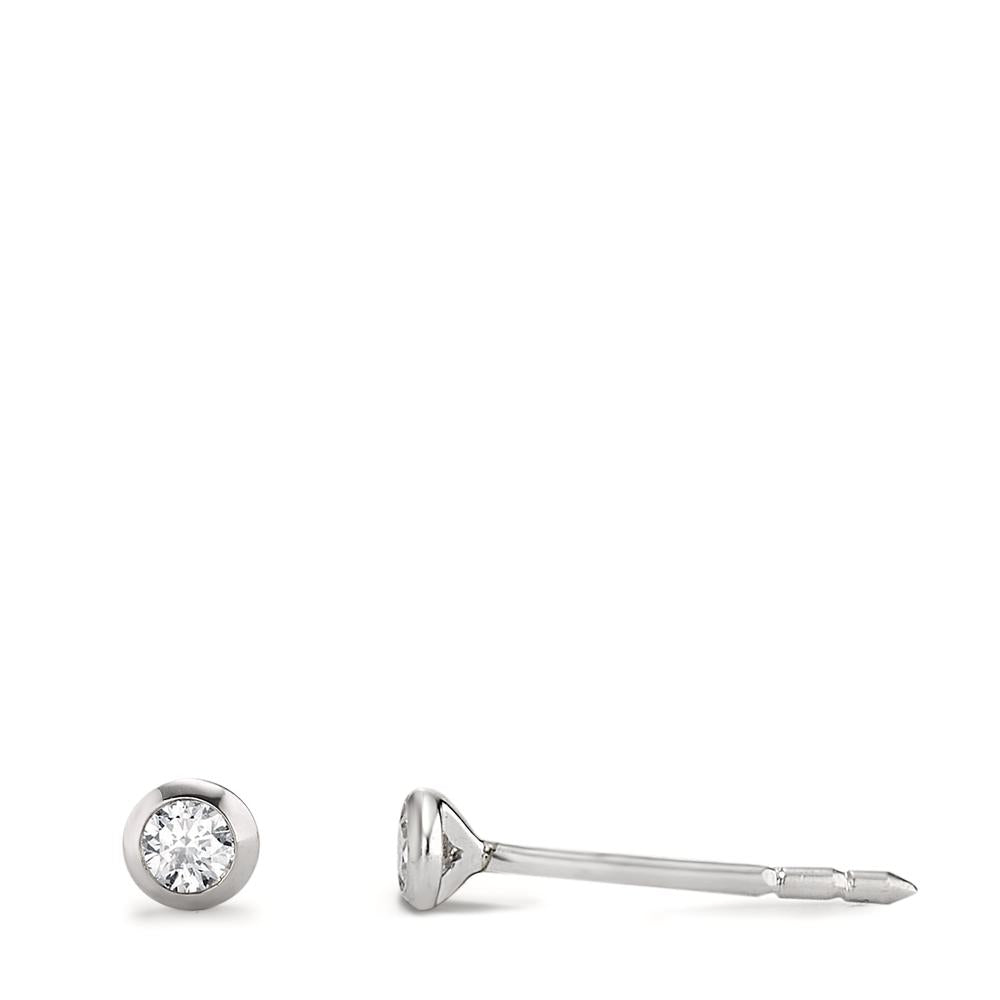 Pendientes 750/oro blanco de 18 quilates Diamante 0.10 ct, 2 piedras, si Ø3 mm