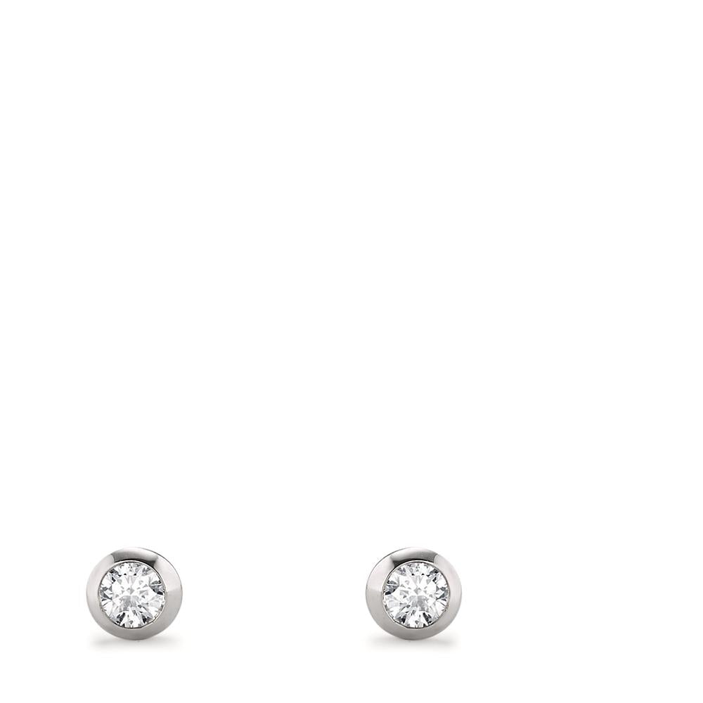 Pendientes 750/oro blanco de 18 quilates Diamante 0.10 ct, 2 piedras, si Ø3 mm