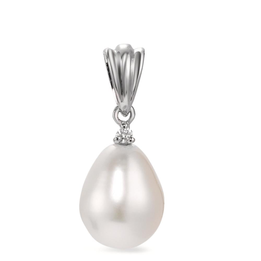 Colgante 750/oro blanco de 18 quilates Diamante blanco, 0.015 ct, si Perla cultivada de agua dulce