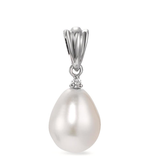 Colgante 750/oro blanco de 18 quilates Diamante blanco, 0.015 ct, si Perla cultivada de agua dulce