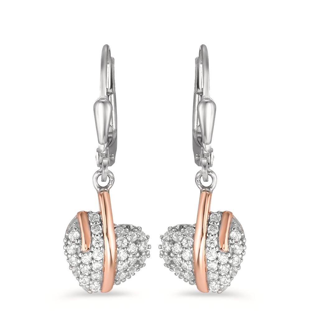 Pendientes Oro blanco de 375/9 quilates Circonita blanco, 52 piedras Corazón