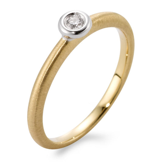 Anillo solitario 750/oro amarillo de 18 quilates, 750/oro blanco de 18 quilates Diamante 0.04 ct, w-si