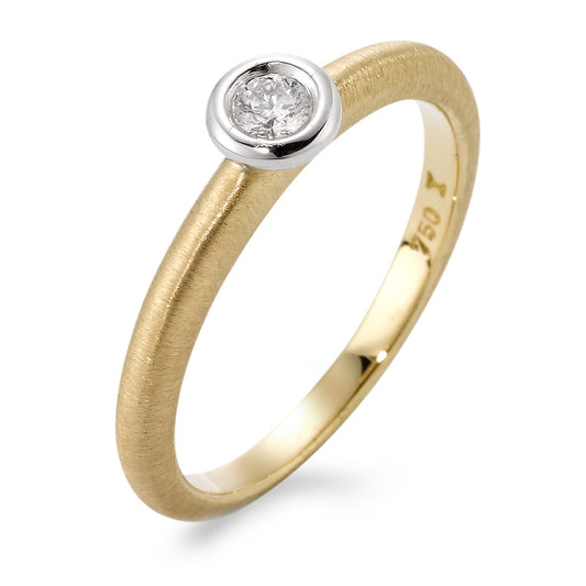 Anillo solitario 750/oro amarillo de 18 quilates, 750/oro blanco de 18 quilates Diamante 0.08 ct, w-si