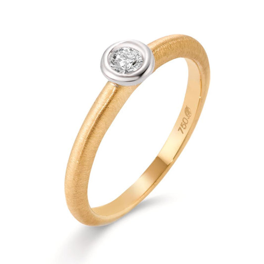 Anillo solitario 750/oro amarillo de 18 quilates, 750/oro blanco de 18 quilates Diamante 0.08 ct, w-si