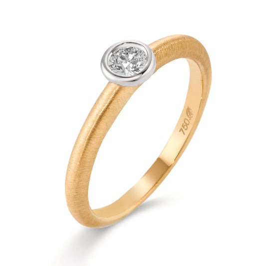 Anillo solitario 750/oro amarillo de 18 quilates, 750/oro blanco de 18 quilates Diamante 0.10 ct, w-si